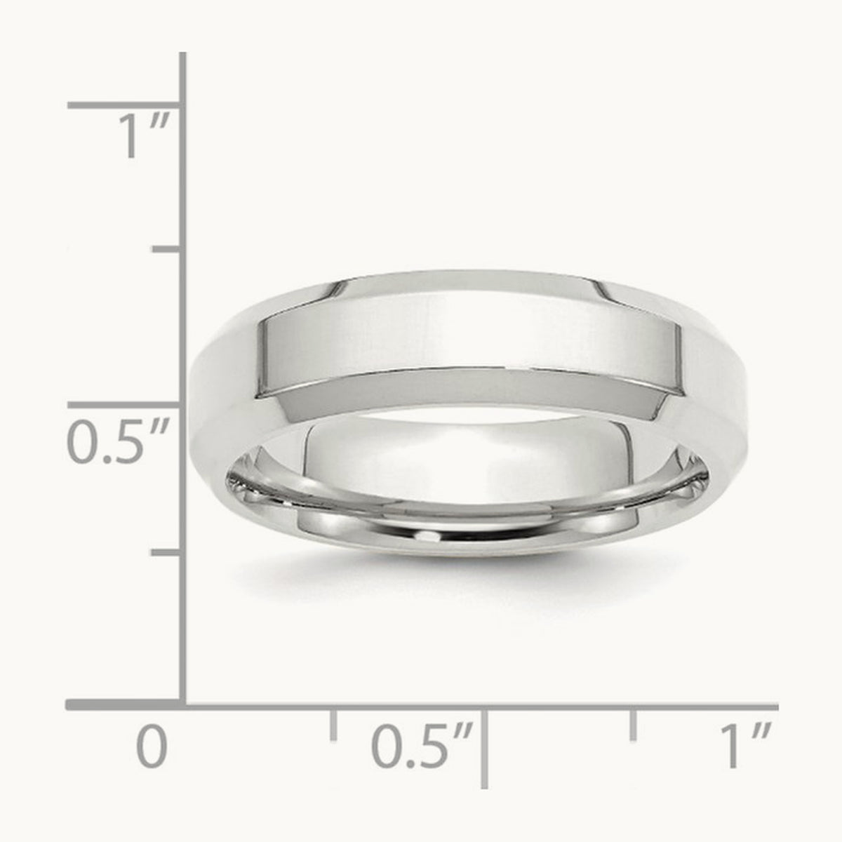 Bevel Edge Comfort Fit Band, 6mm, 10K White Gold