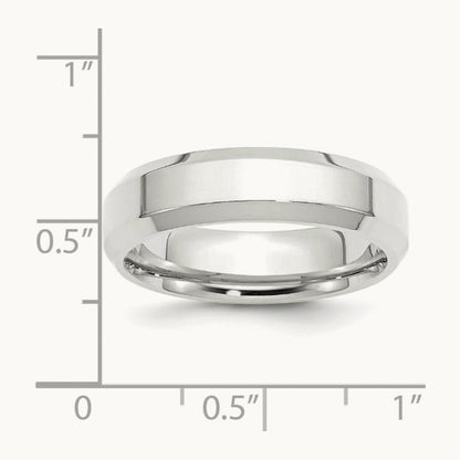 Bevel Edge Comfort Fit Band, 6mm, 10K White Gold