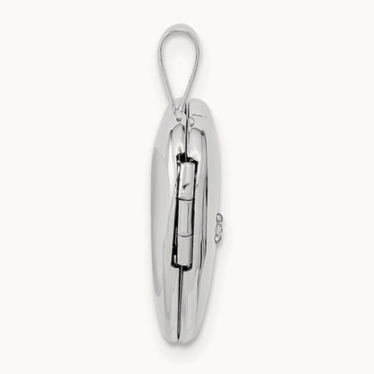.01ct. Diamond Heart Locket, 16mm, 14K White Gold