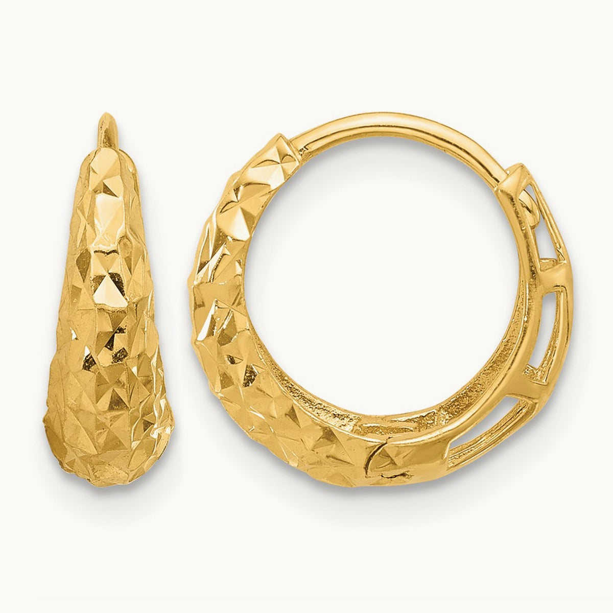 Polished Diamond-cut Hoop Earrings — photo set