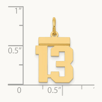 Small Polished Number 13 Charm, 14K