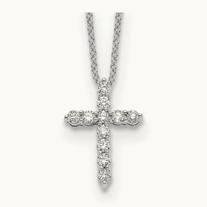 Diamond Cross 18 inch Necklace, 14K White Gold