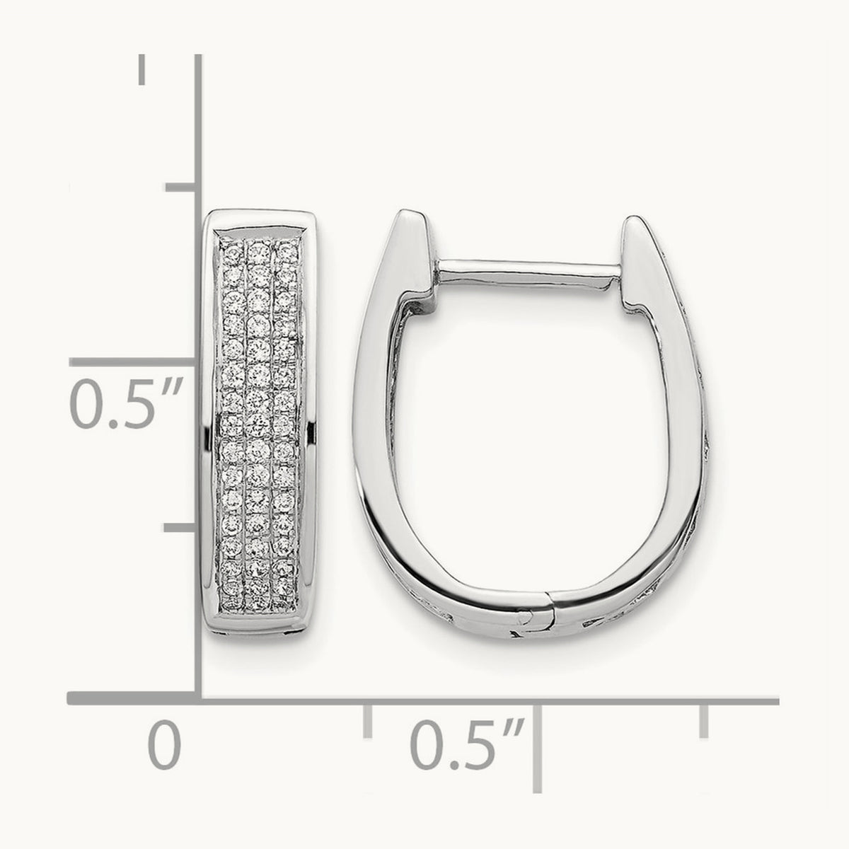 Diamond Medium Hinged Oval Hoop Earrings, 14K White Gold
