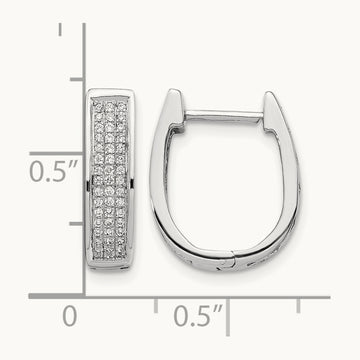 Diamond Medium Hinged Oval Hoop Earrings, 14K White Gold