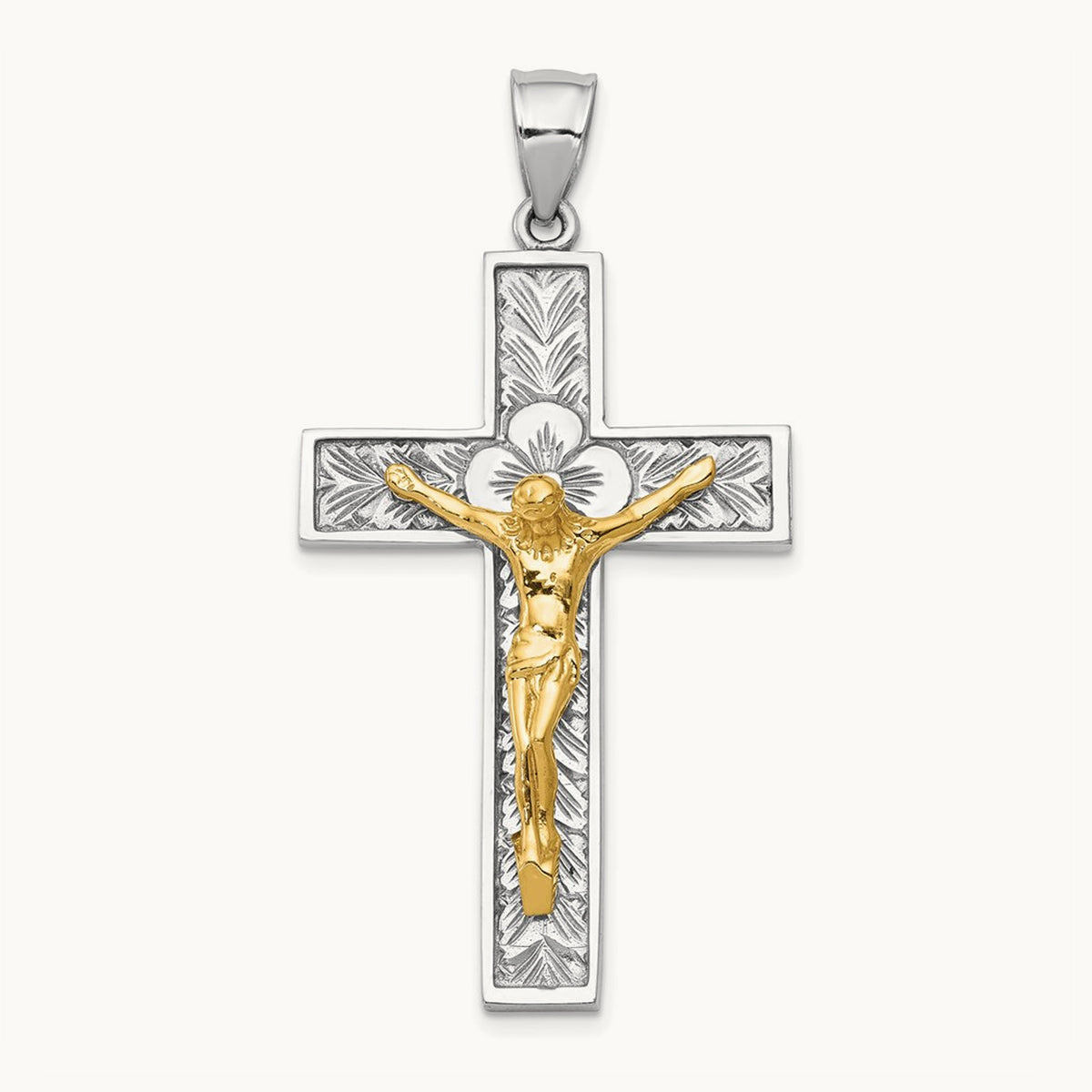 Crucifix Pendant, 14K Two-tone