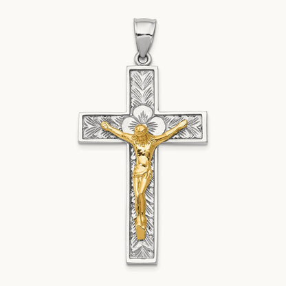 Crucifix Pendant, 14K Two-tone