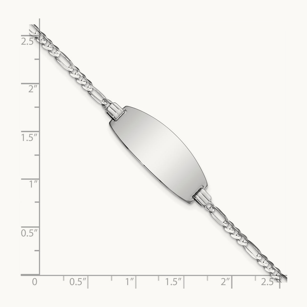 Oval Figaro ID Bracelet — 14K White Gold