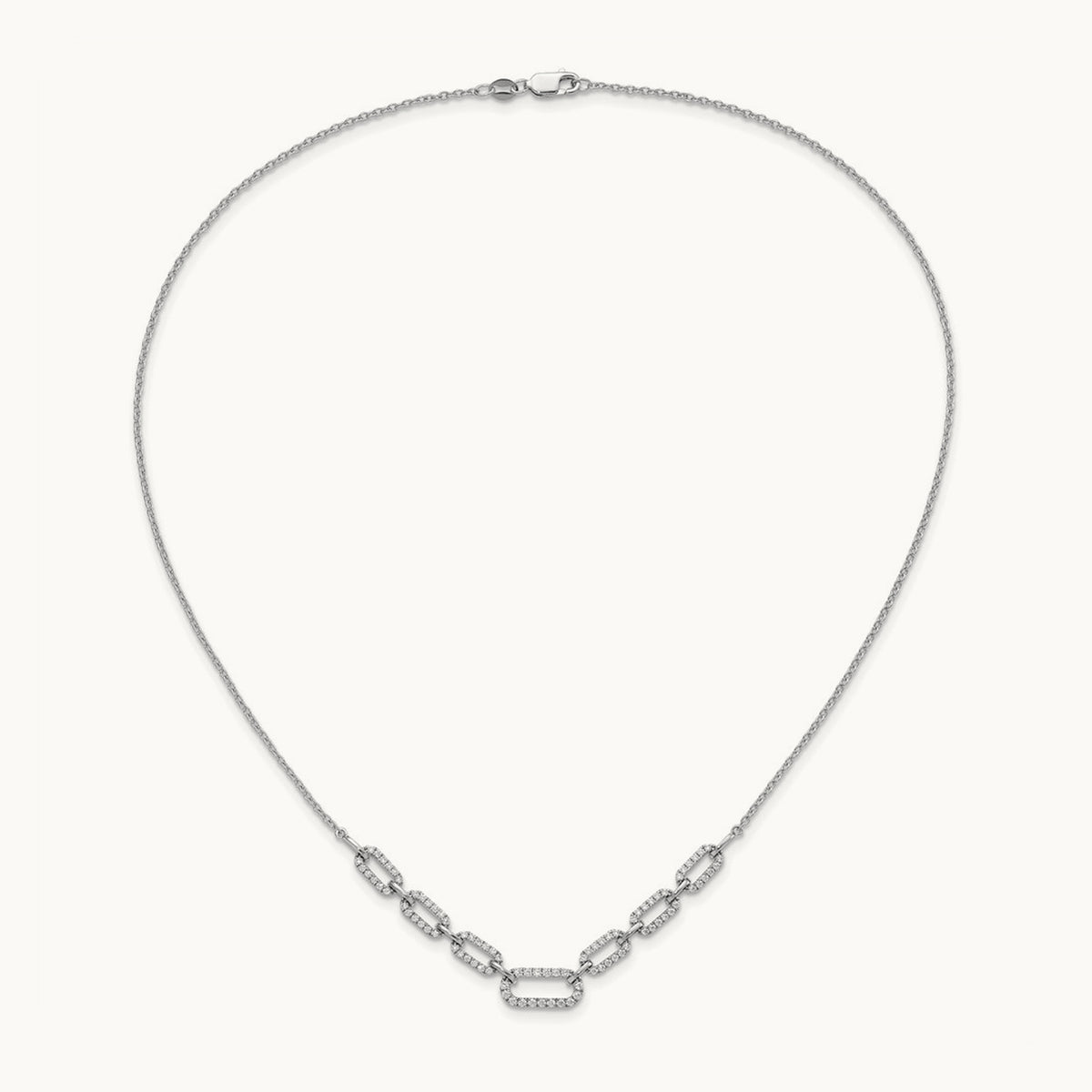 Fashion Link Necklace, 1.00 ct tw Lab-Grown Diamond — 14K White Gold
