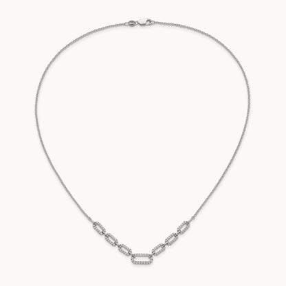 Fashion Link Necklace, 1.00 ct tw Lab-Grown Diamond — 14K White Gold