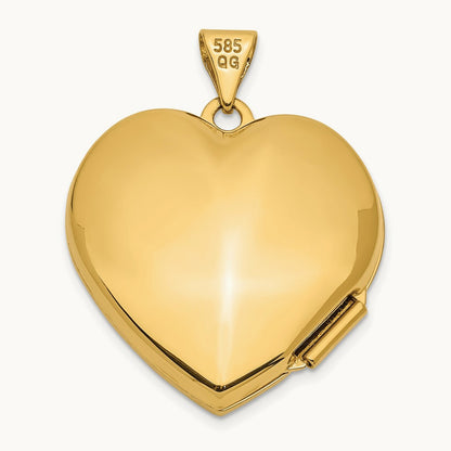Dia Always in my Heart w/ Heart Charm Inside Heart Locket, 21mm, 14K Two-tone