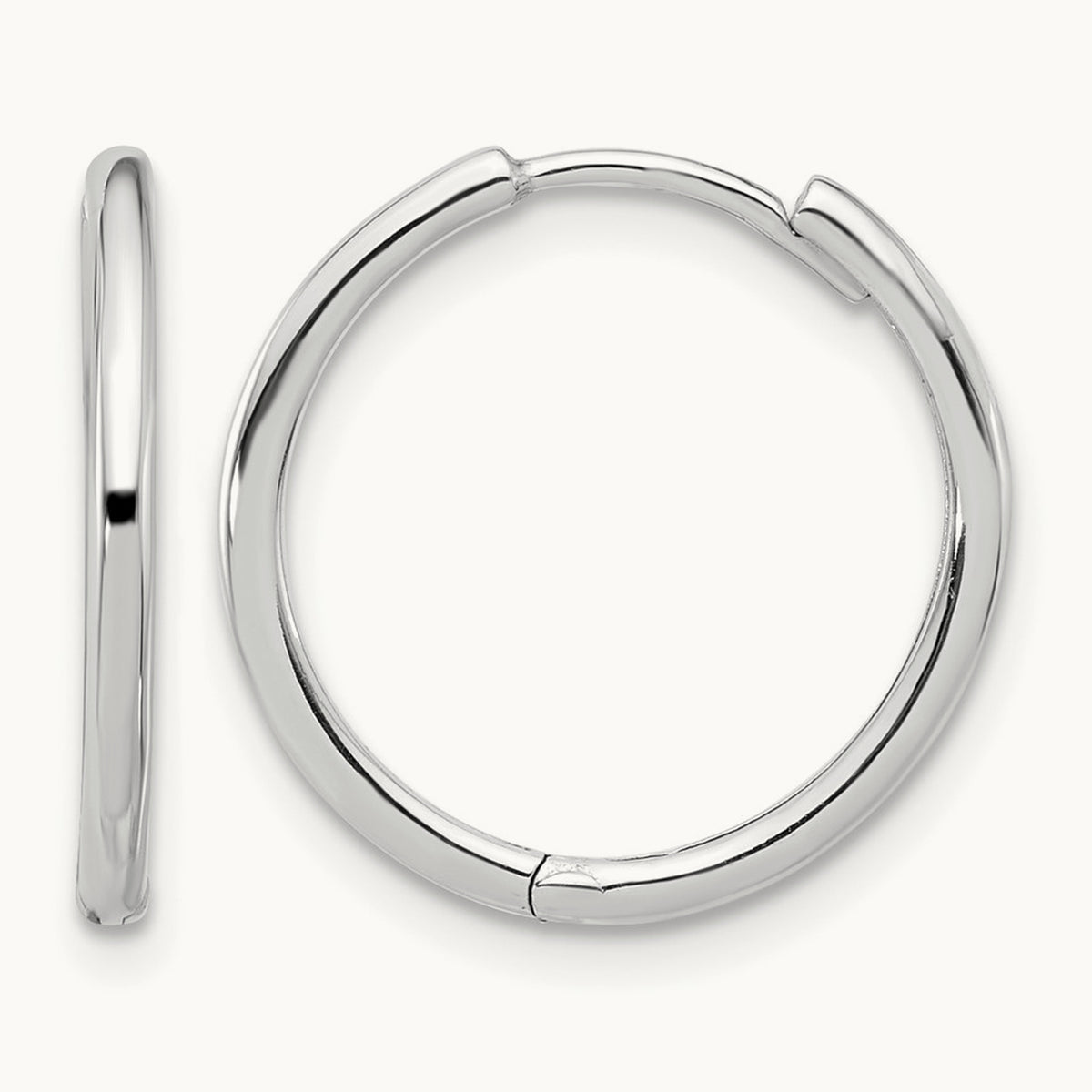 Polished Hinged Hoop Earrings — 14K White Gold