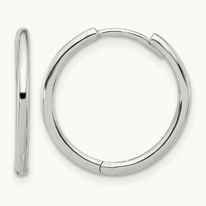 Polished Hinged Hoop Earrings — 14K White Gold