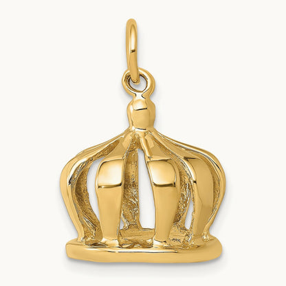 3D Crown Charm, 14K