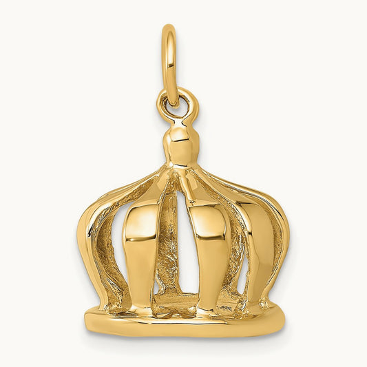 3D Crown Charm, 14K