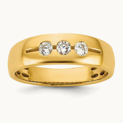 Setting: IB Goodman Men's Polished 3-Stone Diamond Ring Mounting, 14K Gold — 14K Yellow Gold