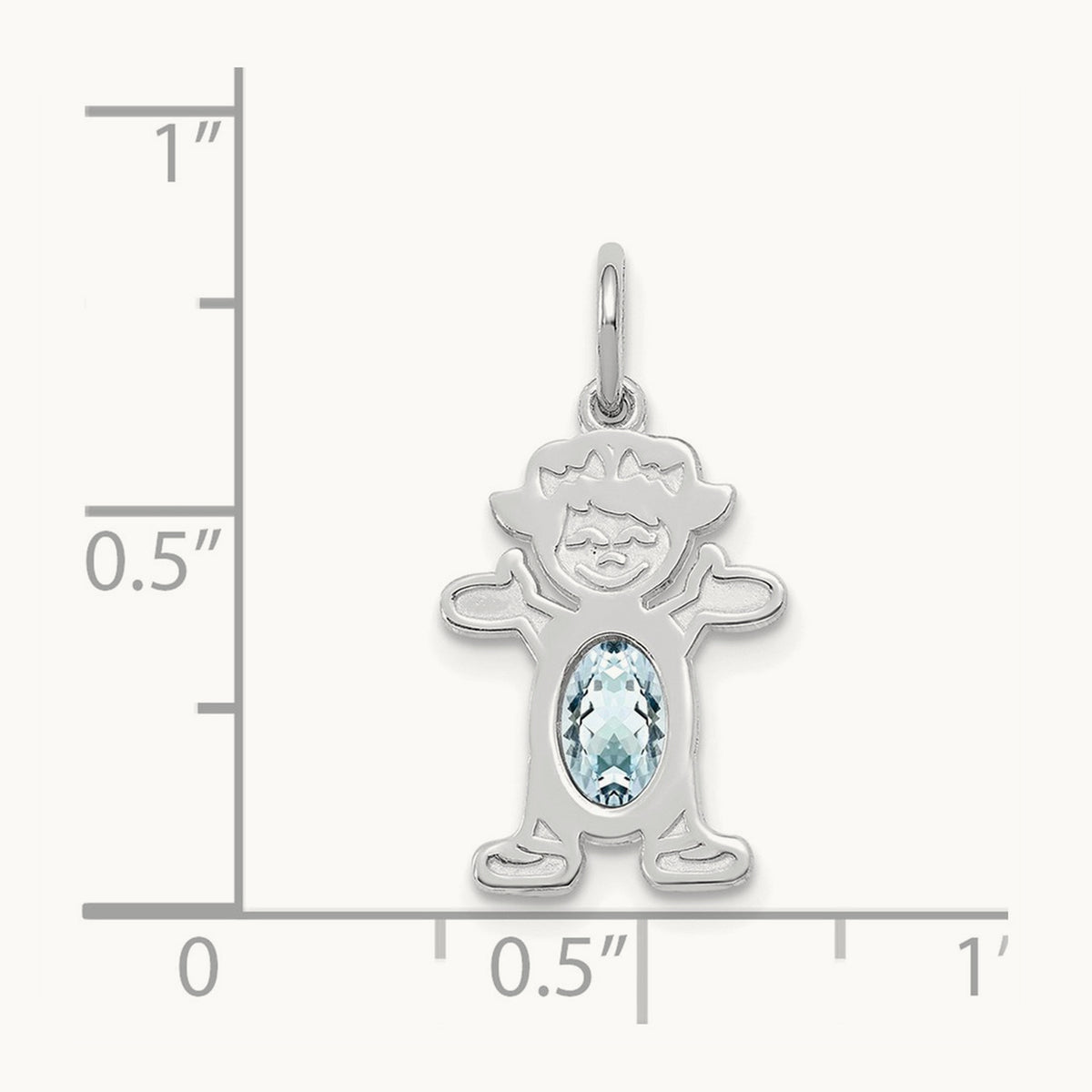 Girl 6x4 Oval Genuine Aquamarine-March — 14K White Gold