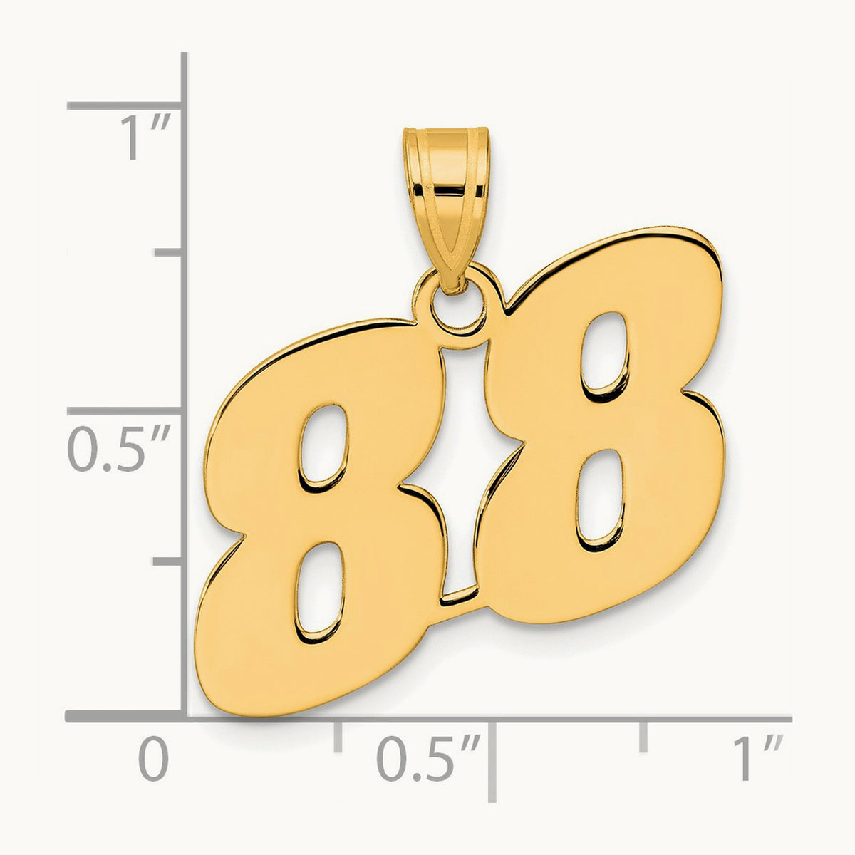 Polished Block Number 88 Pendant, 14K