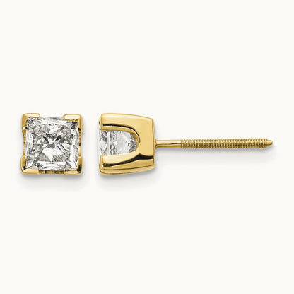 AAA Quality Complete Princess-cut Diamond Earrings, 14K