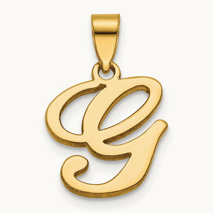 Script Letter G Initial Pendant, 14K Yellow Gold