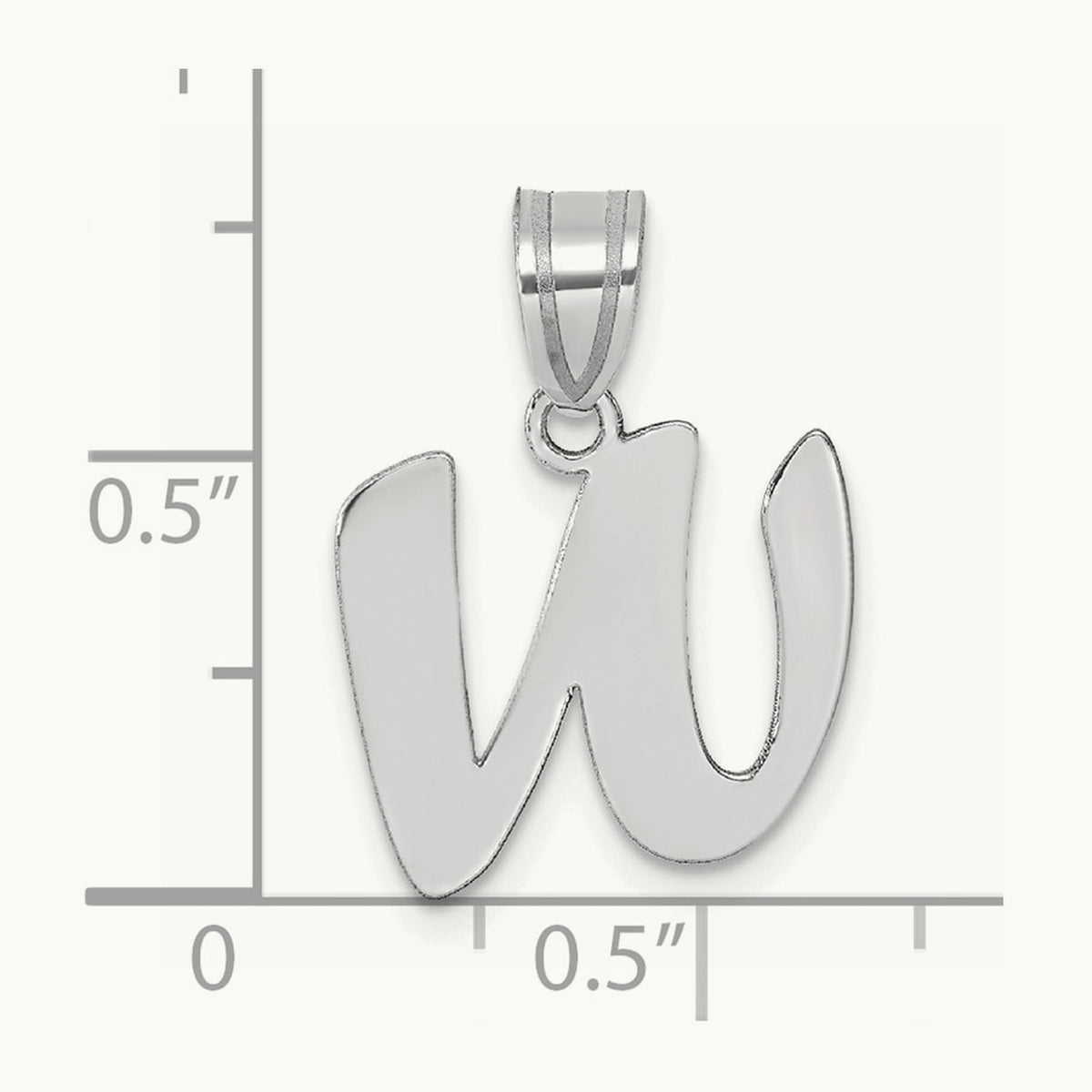 Polished Script Initial Pendant — 14K White Gold, W