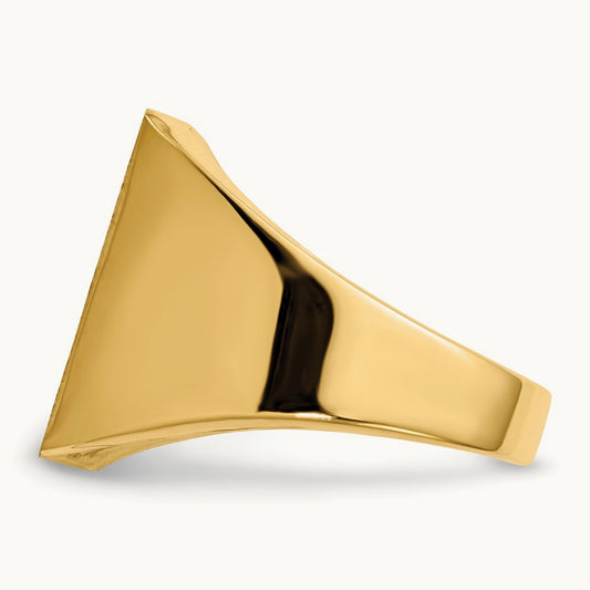 15.0x17. Closed Back Mens Signet Ring, 0.0mm, 14K