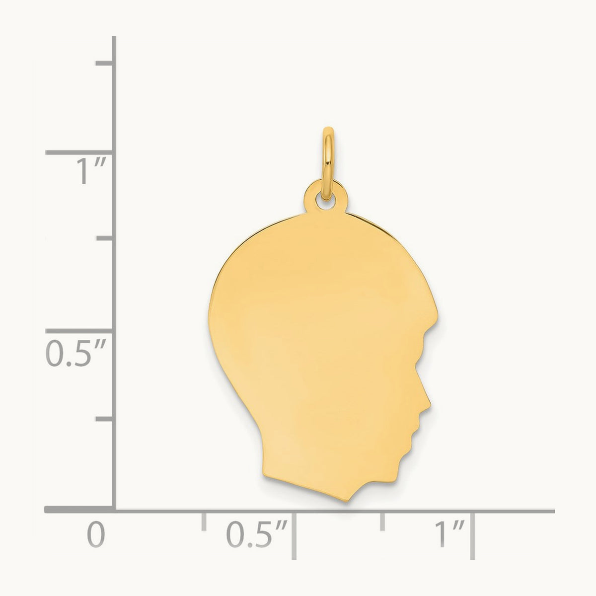 Plain Medium .013 Gauge Facing Right Engravable Boy Head Charm — 27mm