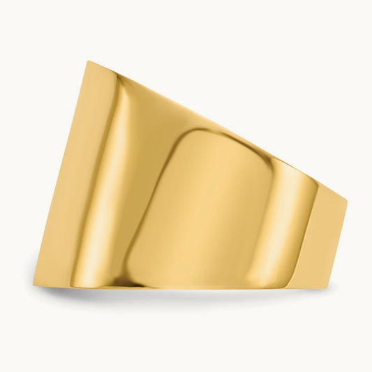 Flat-top Tapered Cigar Band Ring, 15mm, 14K
