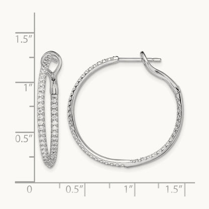 In/Out Hoop Earrings, 0.75-1.00 ct tw Lab-Grown Diamond — 3/4 ct, 14K White Gold