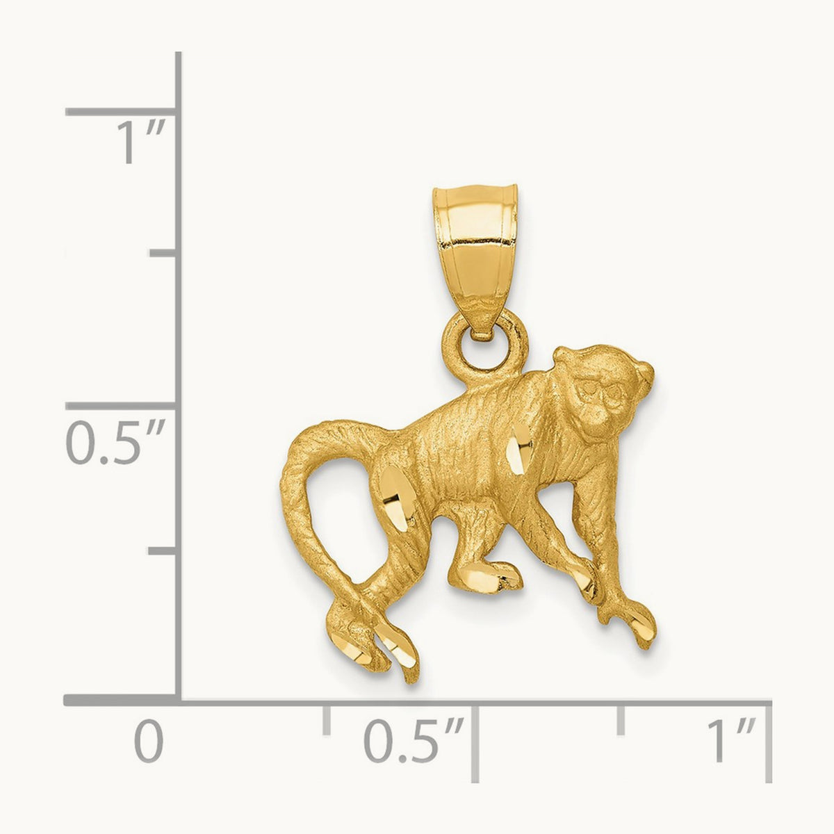Diamond-cut Monkey Pendant, 14K