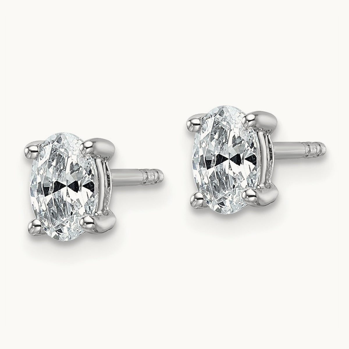 Oval Four-Prong Stud Earrings, 0.50-6.00 ct tw Lab-Grown Diamond — 3/4 ct, 14K White Gold