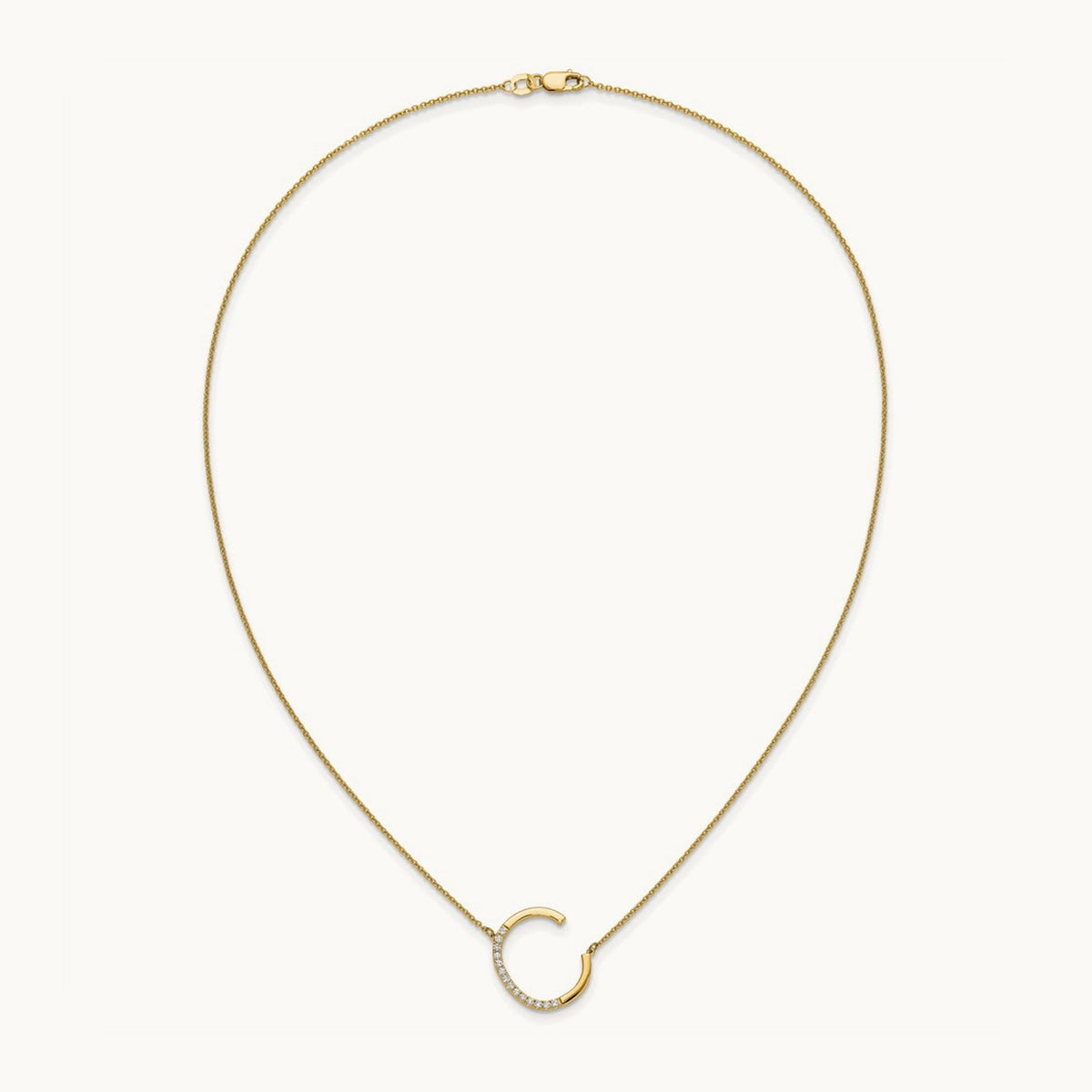 Sideways Diamond Necklace — 14K Yellow Gold, C