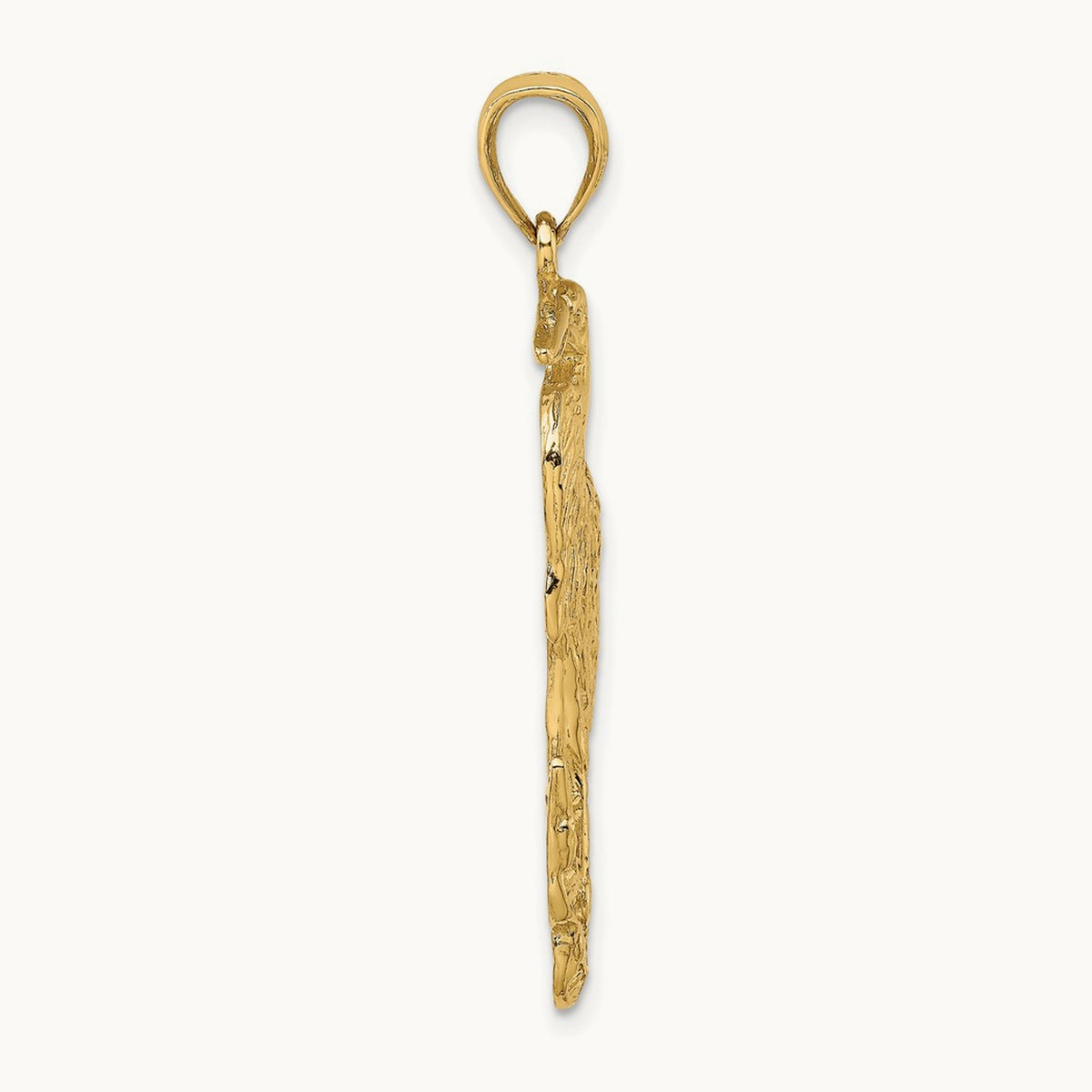 Textured Standing Egret Bird Charm, 14K