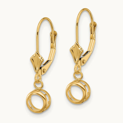 Round Leverback Earring Mountings, 5mm, 14K