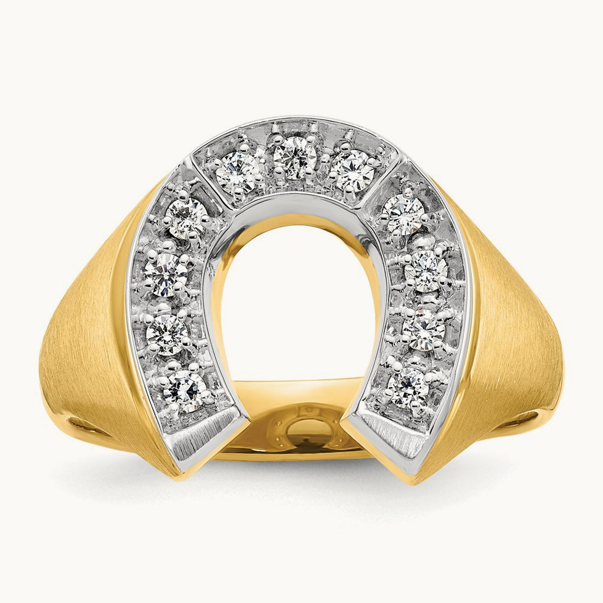 IBGoodman Men's Satin Horseshoe Diamond Complete Ring, 14K Two-tone