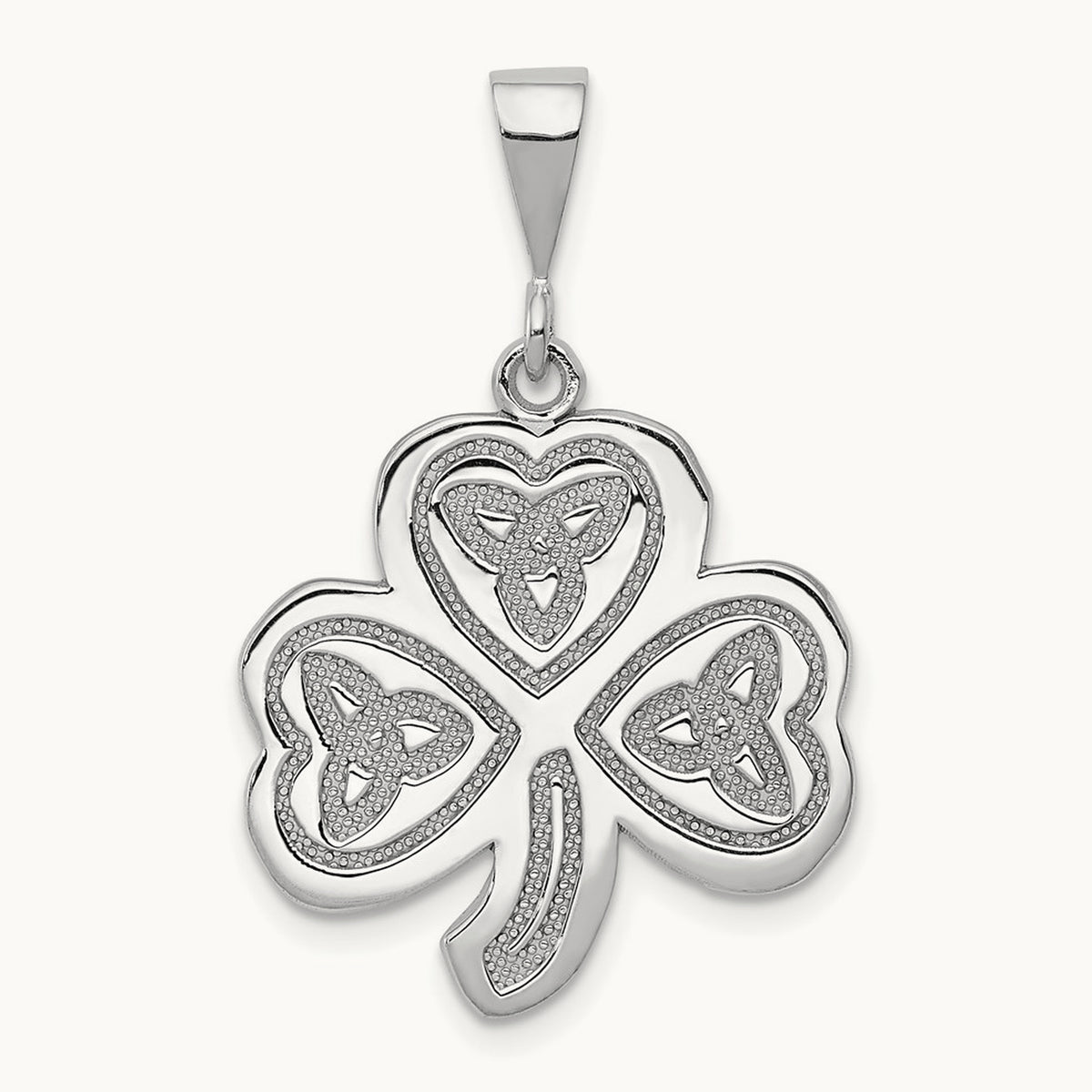 Trinity Clover Pendant, 14K White Gold