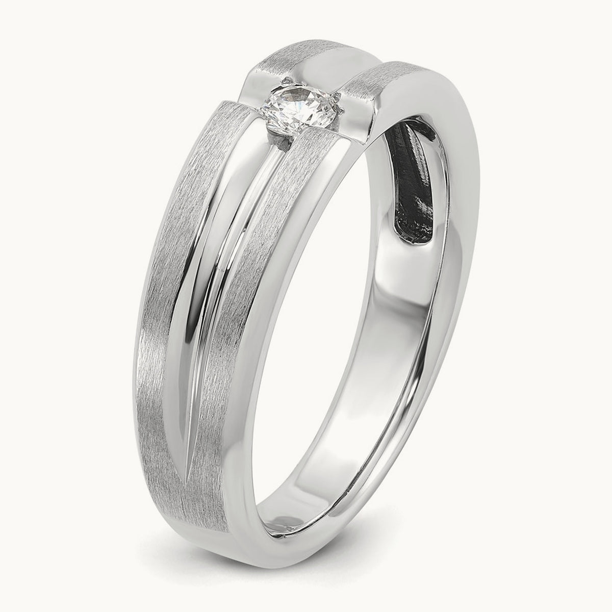 IBGoodman Men's Polished/Satin Diamond Complete Ring, 14K White Gold
