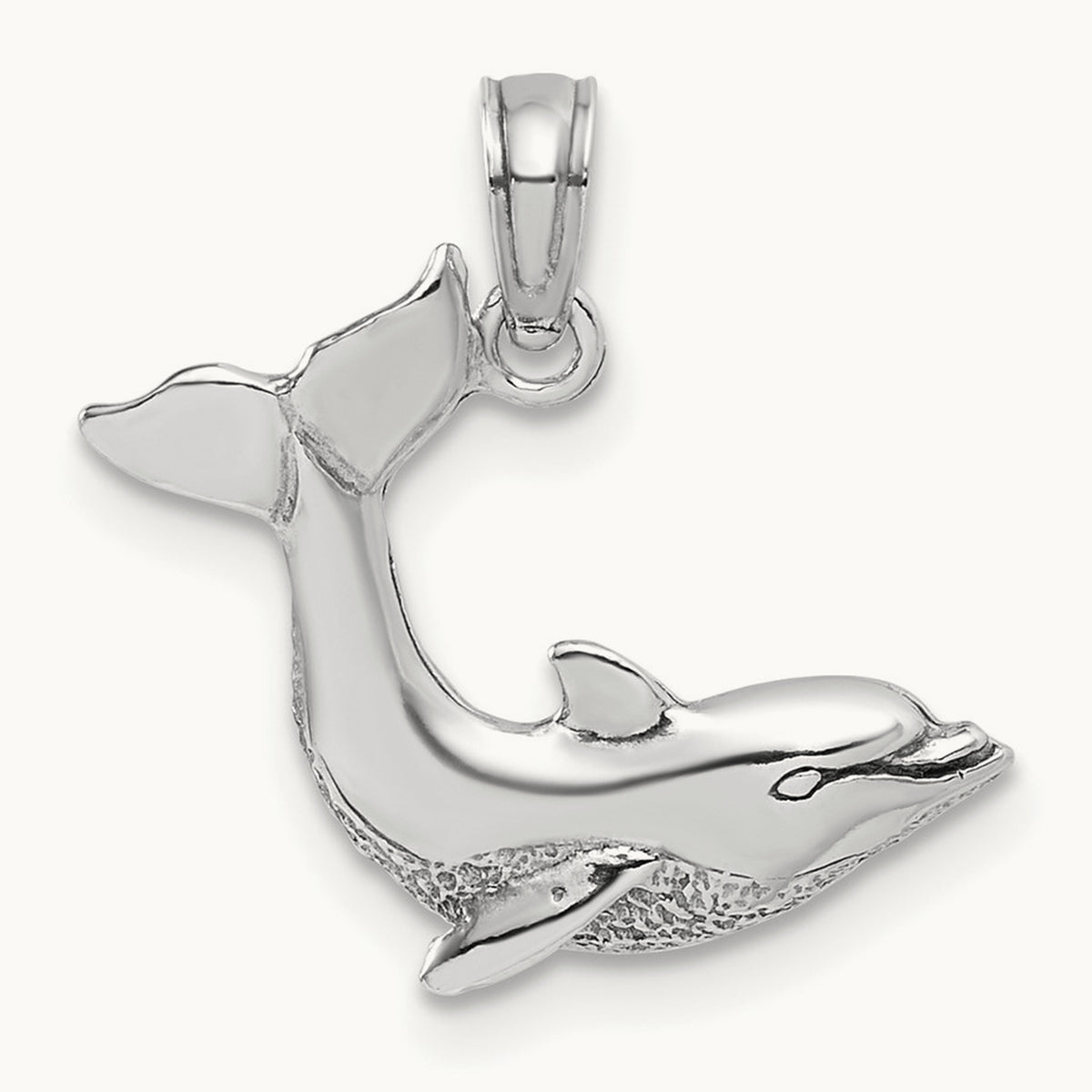 Jumping Dolphin Charm — 14K White Gold
