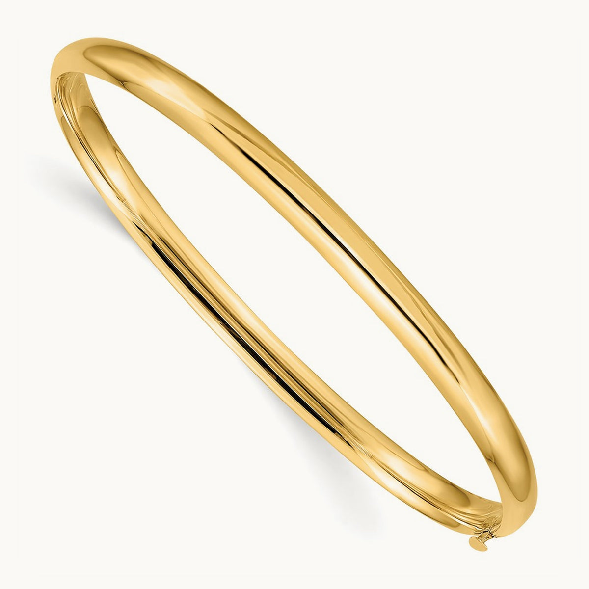 3/16 Oversize High Polished Hinged Bangle Bracelet, 14K