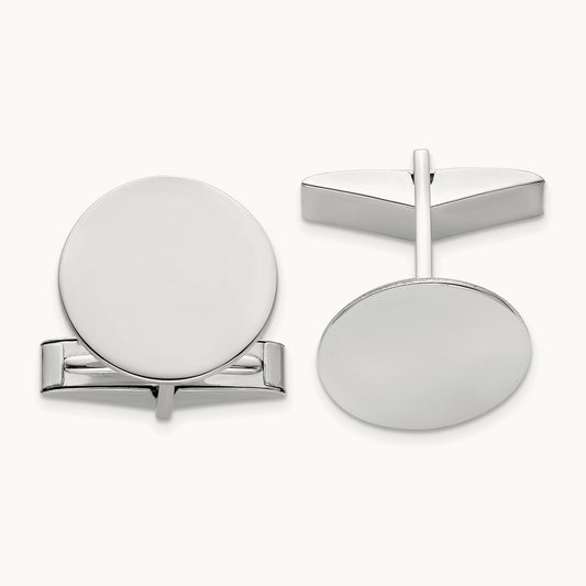 Men's Circular Cuff Links, 14K White Gold