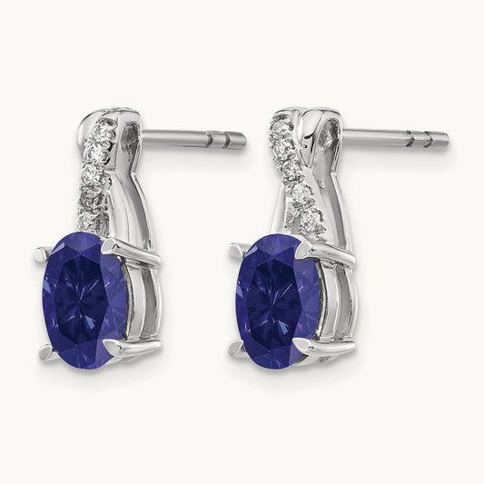 Sapphire and Diamond Earrings, 14K White Gold