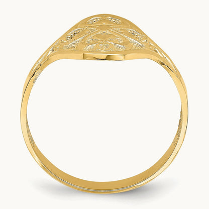 Diamond-cut Filigree Ring, 14K