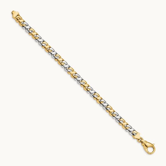 Hand-polished Fancy Link Bracelet, 7.1mm, 14K Two-tone