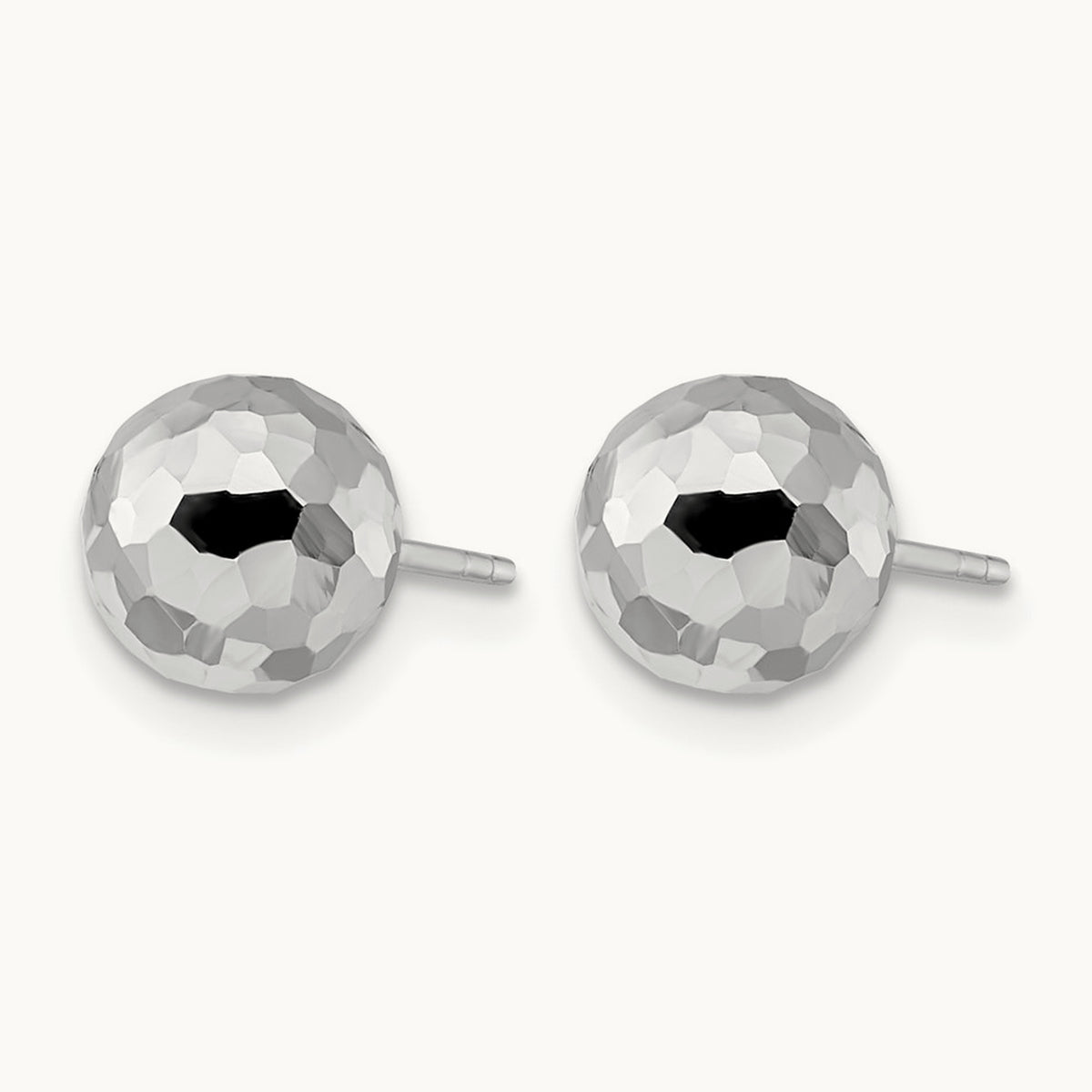 Polished Faceted Post Earrings — 14K White Gold