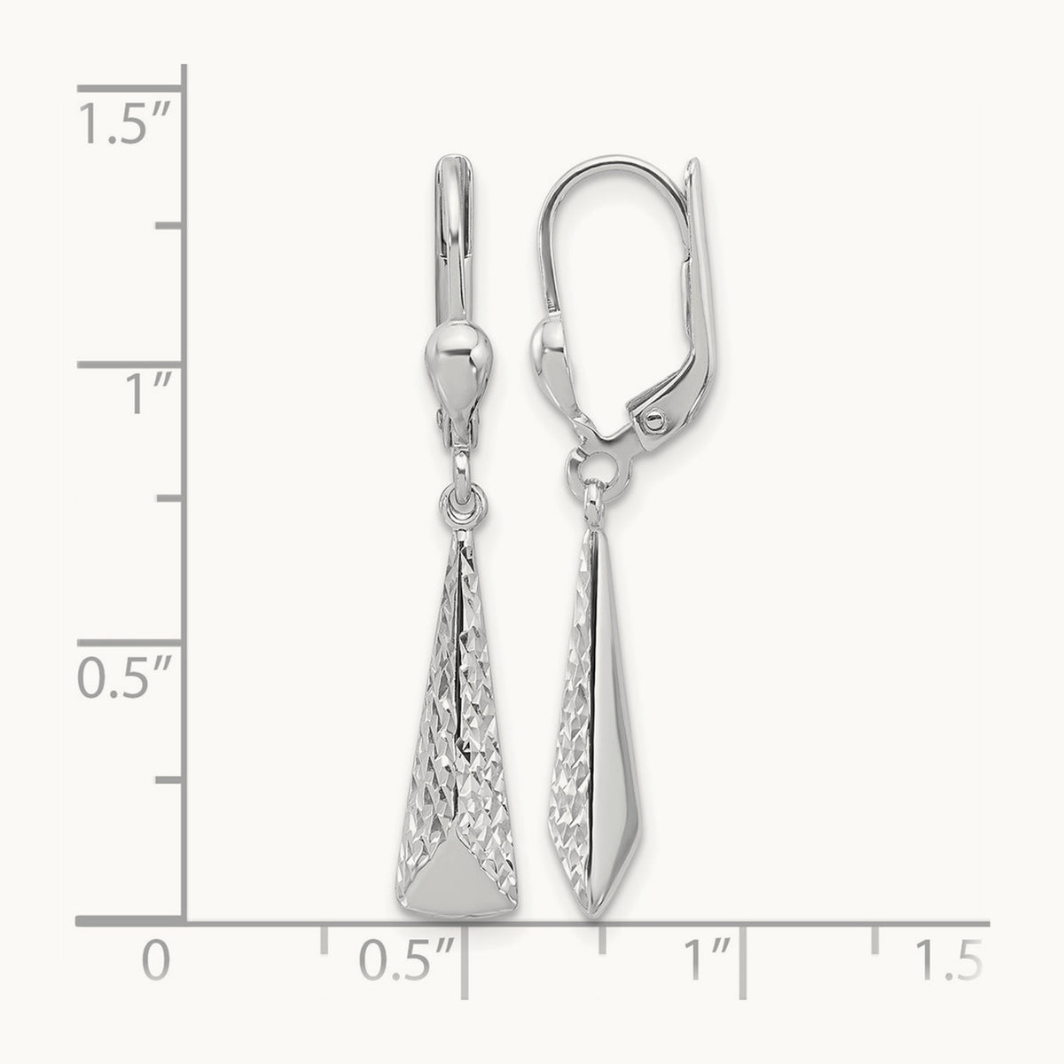 Polished/Diamond-cut Dangle Leverback Earrings — 14K White Gold
