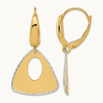 Pol and Dia-cut Triangle Dangle Leverback Earrings, 14K Two-tone — Leslie's