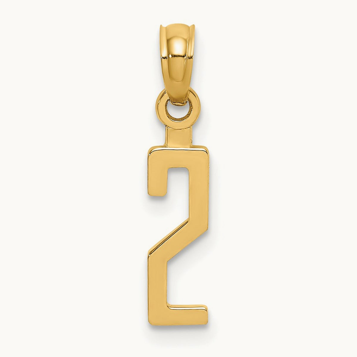 Polished Number 2 Pendant — 14K Yellow Gold, 18.44mm