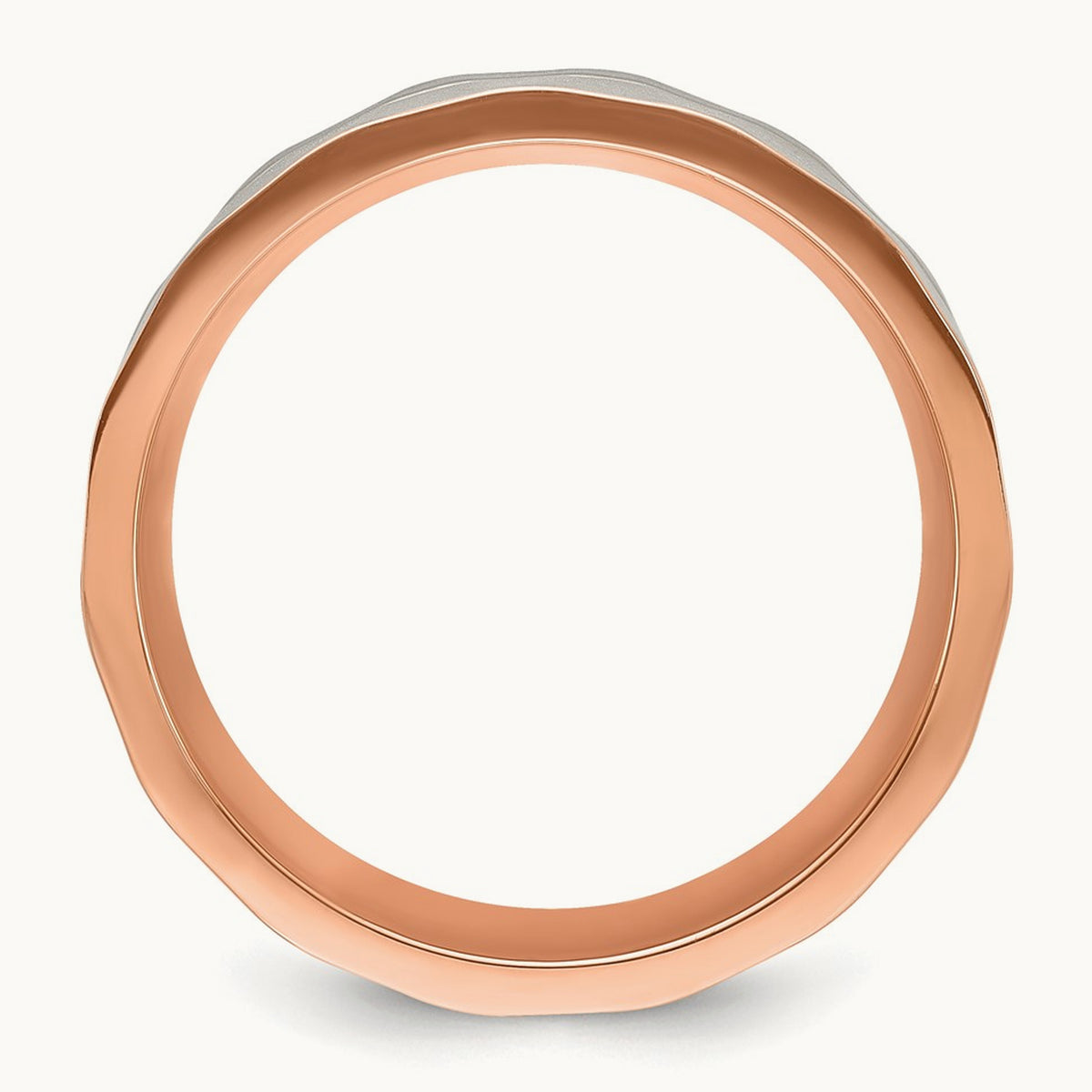 Brushed and Polished Faceted Rose IP-plated Band, 8mm, Stainless Steel