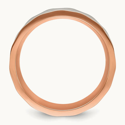 Brushed and Polished Faceted Rose IP-plated Band, 8mm, Stainless Steel