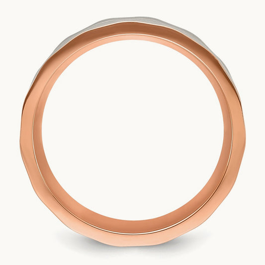 Brushed and Polished Faceted Rose IP-plated Band, 8mm, Stainless Steel