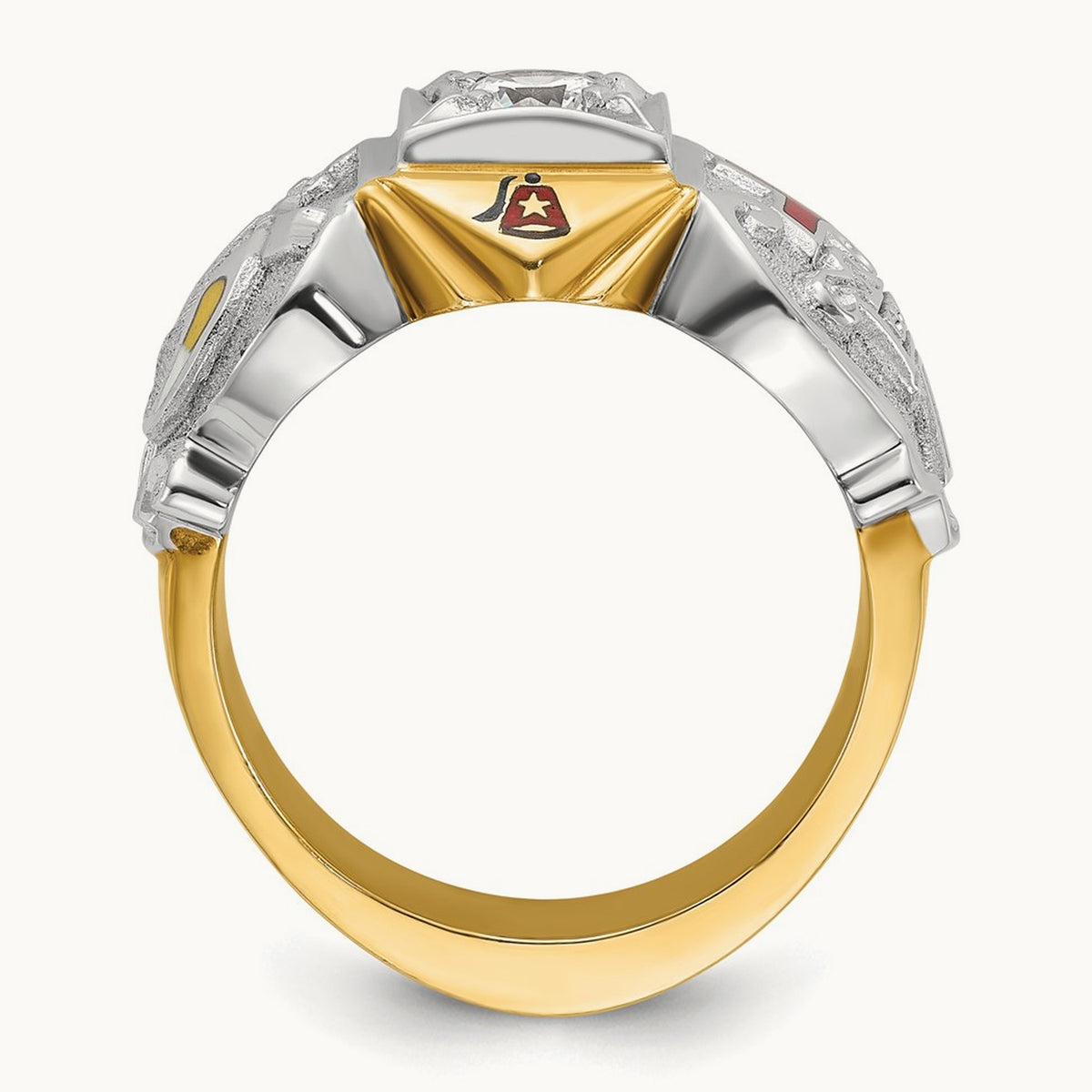 14ktt IBGoodman Men's Enameled & Dia Knights Templar Shriner's Ring